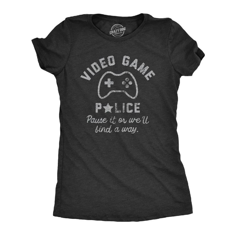 Video Game Police Women's T Shirt-- Nylon Fabric Polyester Fabric Spandex Fabric