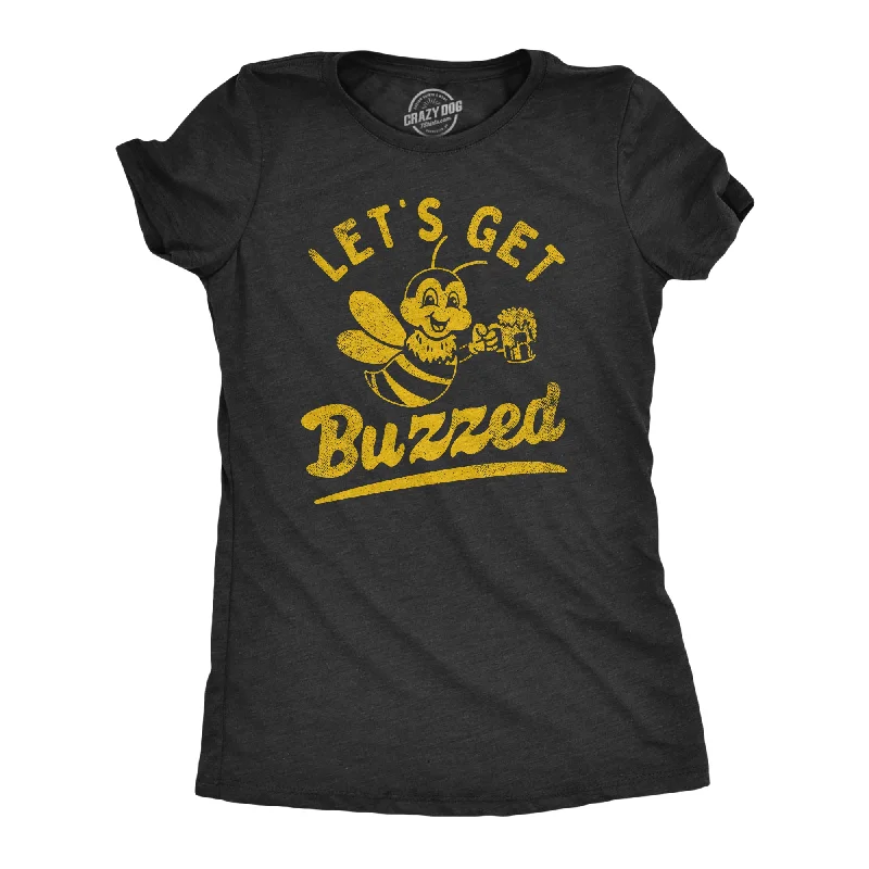 Lets Get Buzzed Women's T Shirt-- Striped Floral Plaid