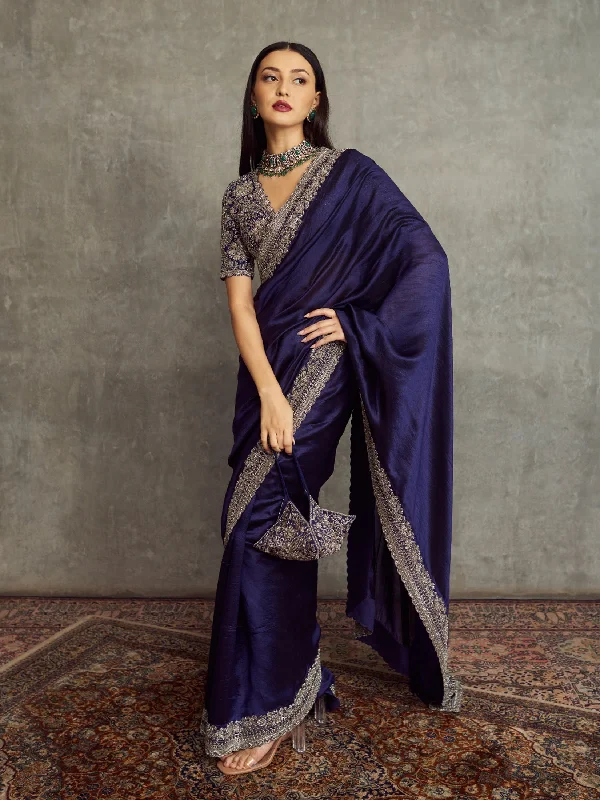 Embroidered Saree With Blouse Feminine Puff Blouse