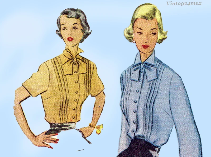 1950s Vintage McCall Sewing Pattern 8804 Stunning Uncut Misses Blouse Sz 36 Bust Ruched Sleeve Blouse 1950s Vintage McCall Sewing Pattern 8804 Stunning Uncut Misses Blouse Sz 36 Bust Ruched Sleeve Blouse