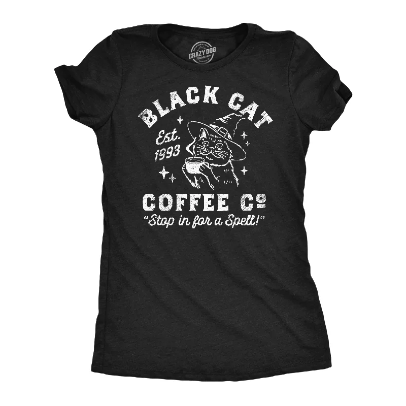 Black Cat Coffee Co Women's T Shirt-- Fleece Nylon Spandex