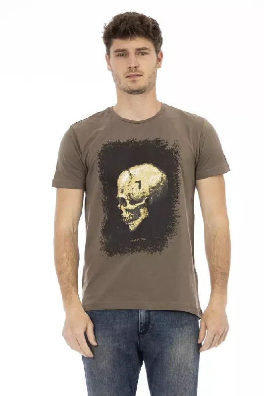 Brown Cotton Men T-shirt-- Wool Fabric Cashmere Fabric Tweed Fabric