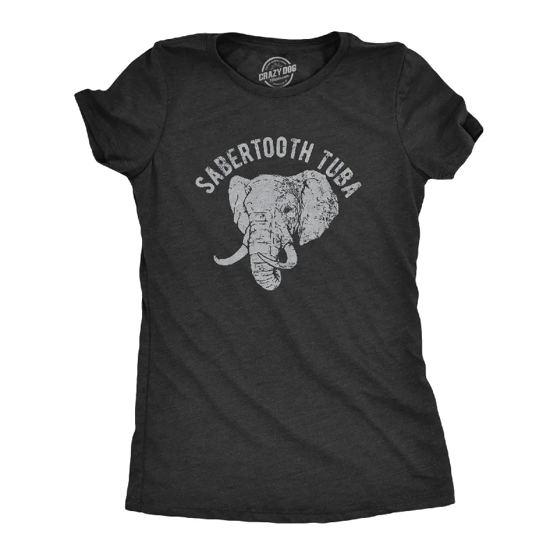 Sabertooth Tuba Women's T Shirt-- Polka Dot Checkered Tartan