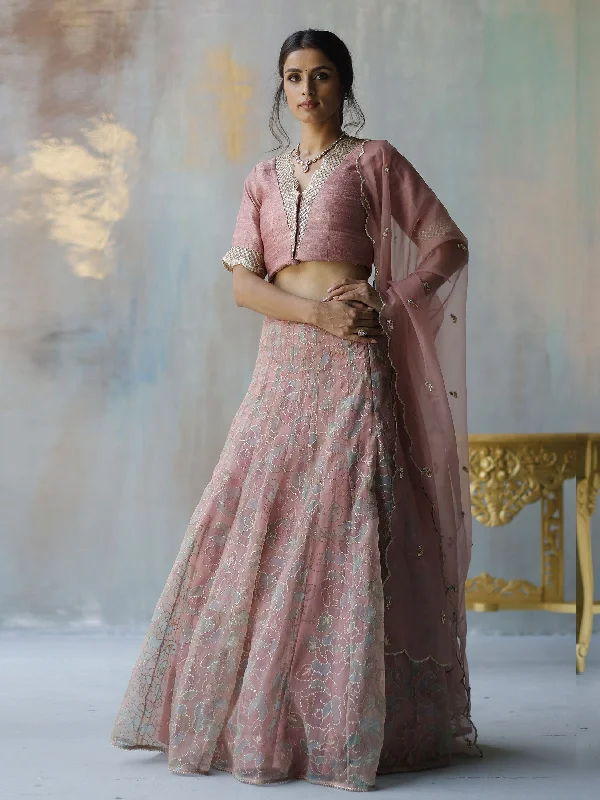 Sia Plum Lehenga With Blouse Lightweight Chiffon Blouse