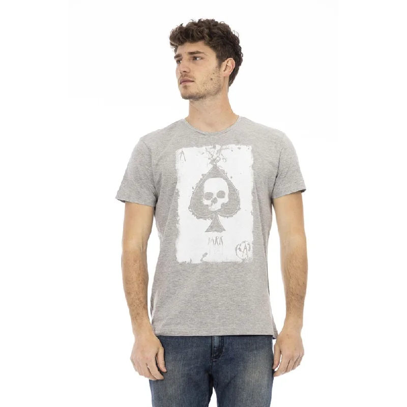 Gray Cotton Men T-shirt-- Jersey Fabric Tulle Fabric Batik Fabric