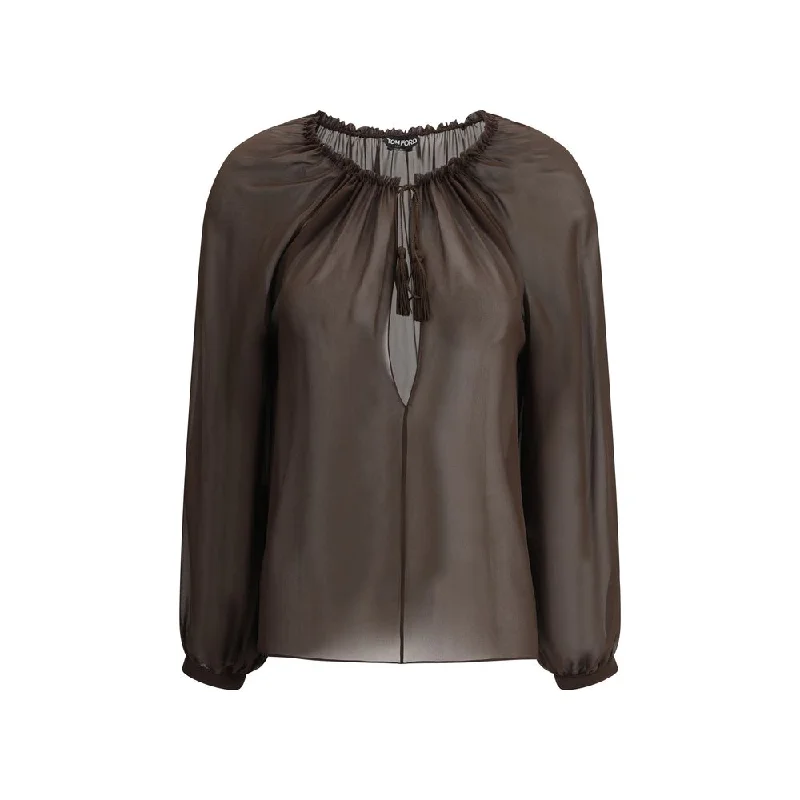 Tom Ford Georgette Blouse Feminine Ruffle Blouse