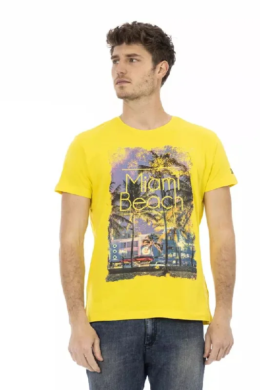 Yellow Cotton Men T-shirt-- Terry Blend Velvet Blend Canvas Blend