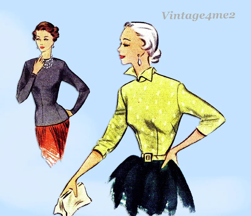 1950s Vintage McCalls Sewing Pattern 8236 High Fashion Blouse Uncut 34 B Embroidered Cotton Blouse 1950s Vintage McCalls Sewing Pattern 8236 High Fashion Blouse Uncut 34 B Embroidered Cotton Blouse