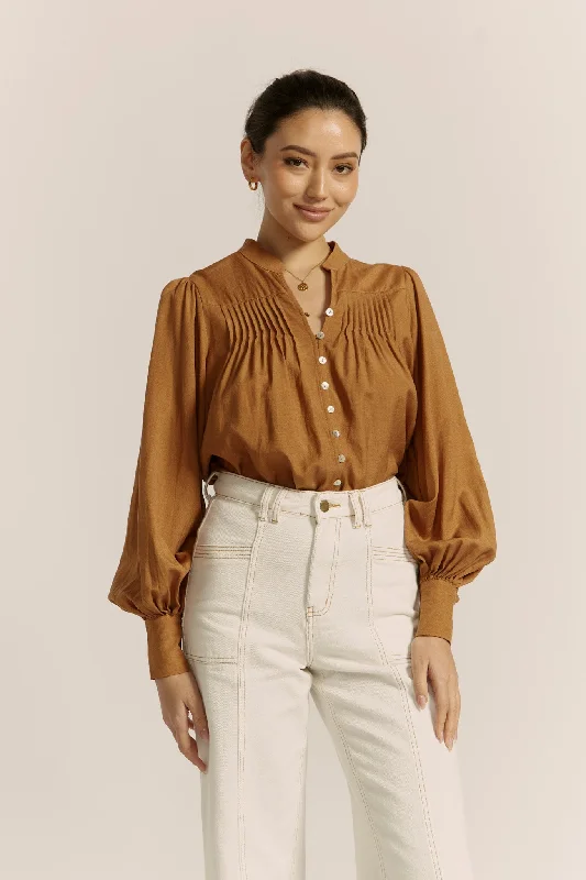 Moira Tan Balloon Sleeve Blouse Elegant Office Blouse