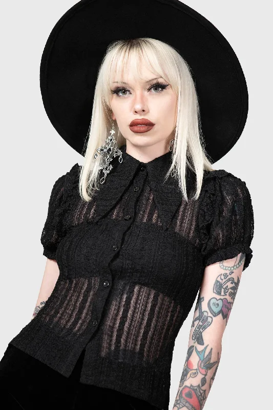 Elena's Choice Lace Collar Blouse [B] Drape Neck Blouse