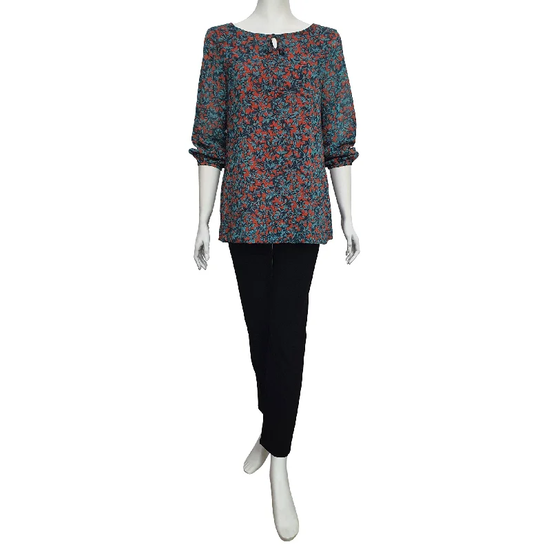 Joan Allen Tie-front Chiffon Blouse in Rusty Textured Cotton Blouse