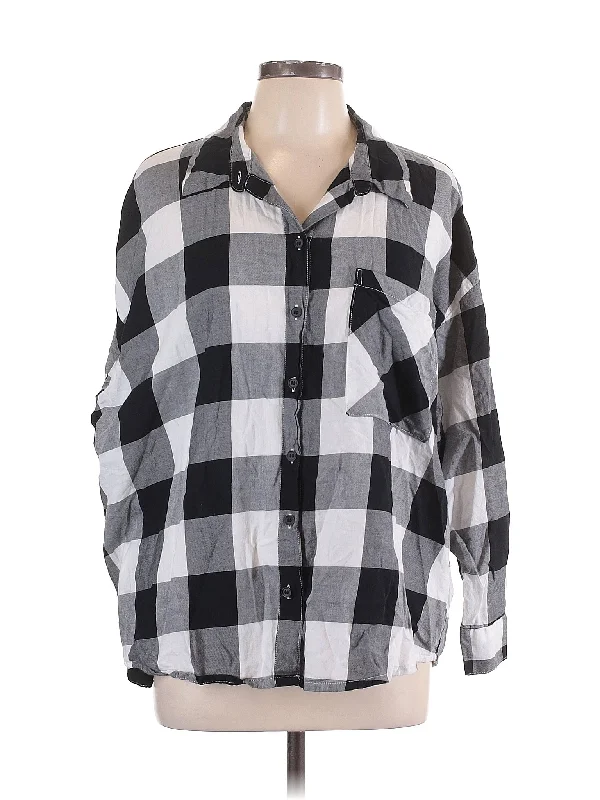 3/4 Sleeve Button Down Shirt-- Sequined Glittery Shiny