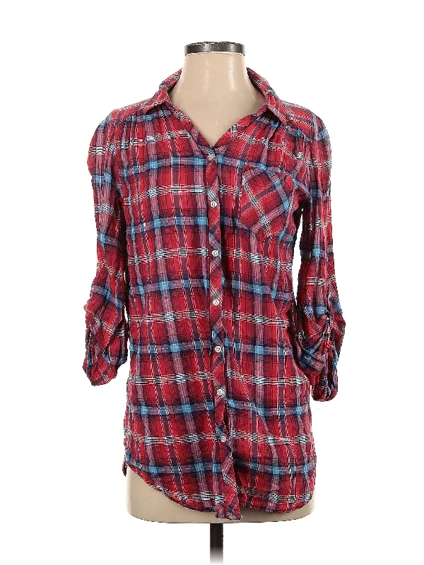 3/4 Sleeve Button Down Shirt-- Anti-Shrink Durable Soft
