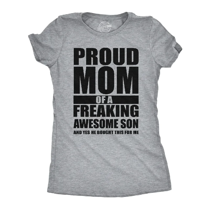 Proud Mom Of A Freaking Awesome Son Women's T Shirt-- Seamless Knitted Crochet