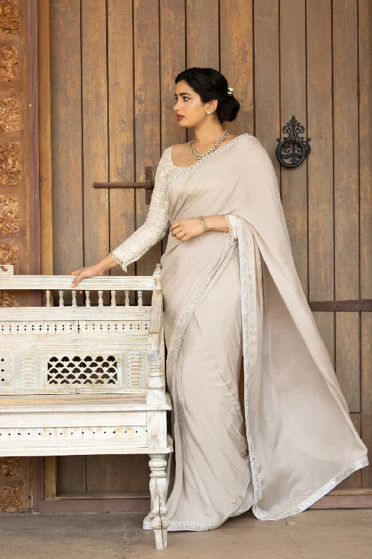 Chikankari Blouse With Chiffon Saree Pastel Color Blouse