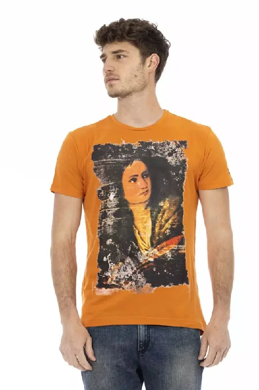 Orange Cotton Men T-shirt-- Machine Wash Dry Clean Hand Wash