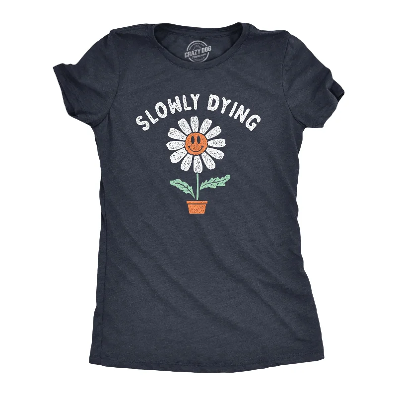 Slowly Dying Women's T Shirt-- Collared T-Shirt Boat Neck A-Line