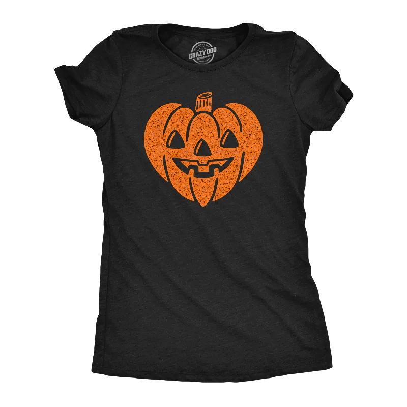 Carved Pumpkin Heart Women's T Shirt-- Rayon Velvet Corduroy