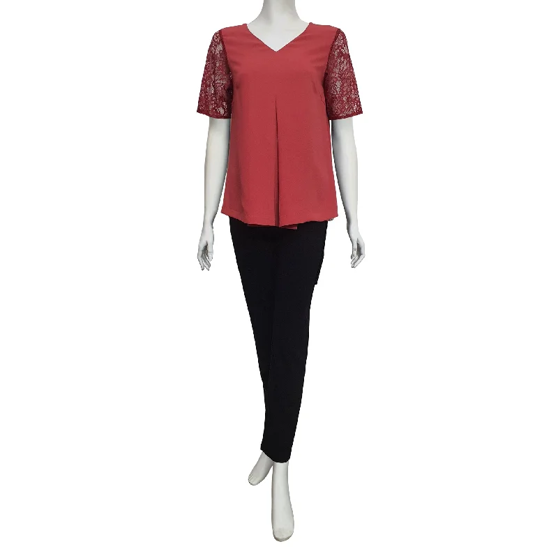 Joan Allen Lace Sleeves Blouse  in Sobert Chic Square Blouse