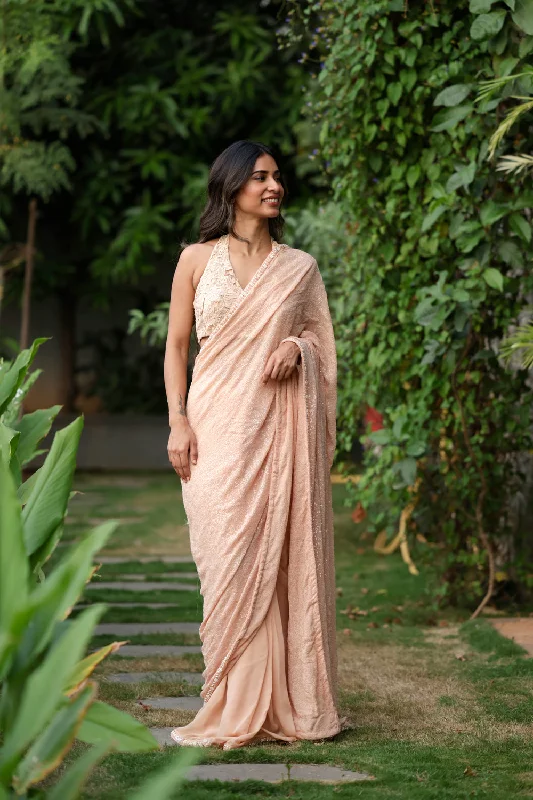 Crochet Blouse With Pre Pleated Saree Chic Ruffle Blouse