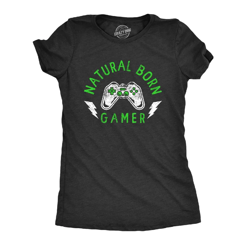 Natural Born Gamer Women's T Shirt-- Collared T-Shirt Boat Neck A-Line