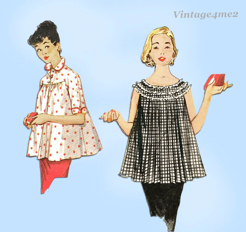 1950s Vintage Simplicity Sewing Pattern 1472 Darling Misses Maternity Blouse 32 B Classic White Blouse