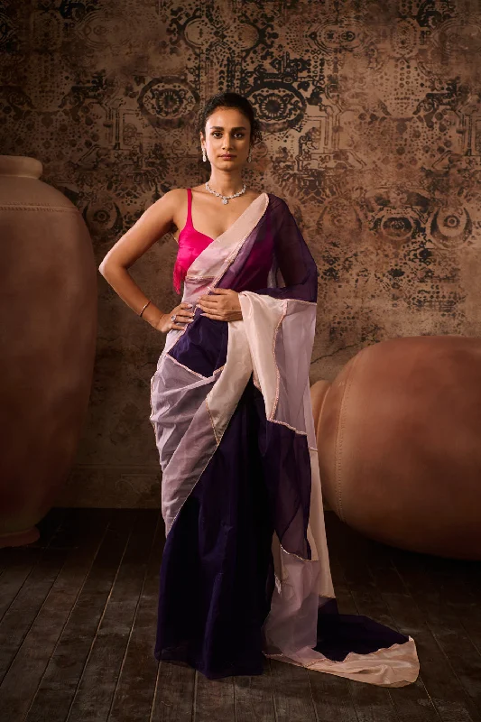 Hot Pink Blouse With Multicoloured Saree Embroidered Floral Blouse