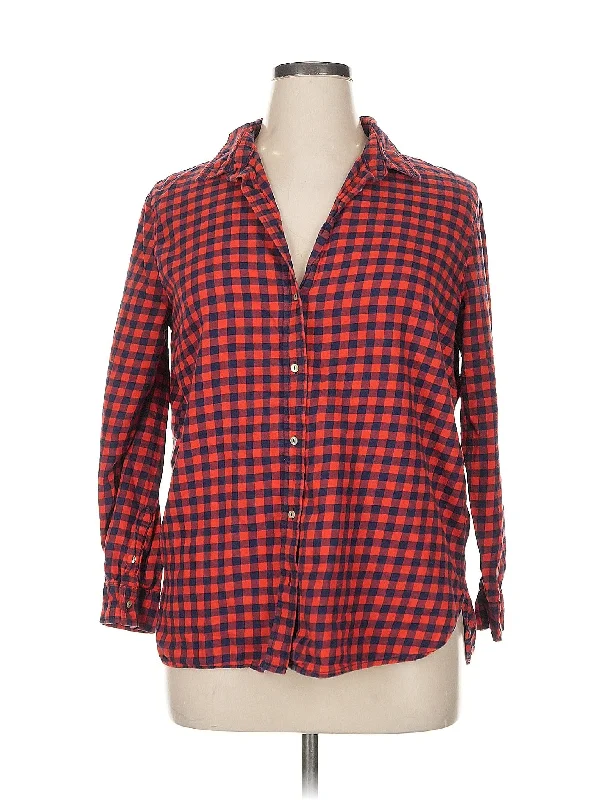 3/4 Sleeve Button Down Shirt-- Ribbed Striped Patterned