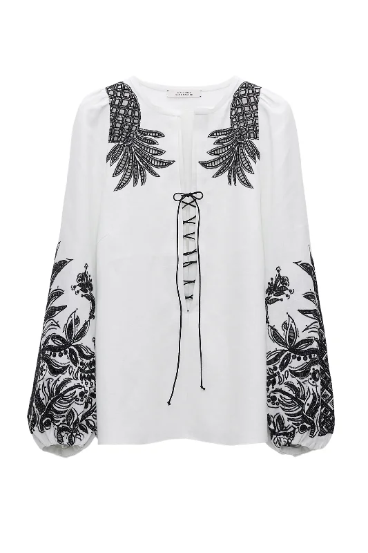 Exquisite Luxury Blouse Camellia White Double-Layered Blouse
