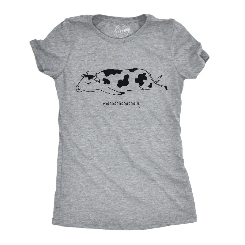 Mooooody Women's T Shirt-- Collared Crew Neck Turtle Neck