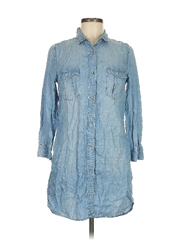 3/4 Sleeve Button Down Shirt-- Welt Pockets Slit Pockets Flap Pockets