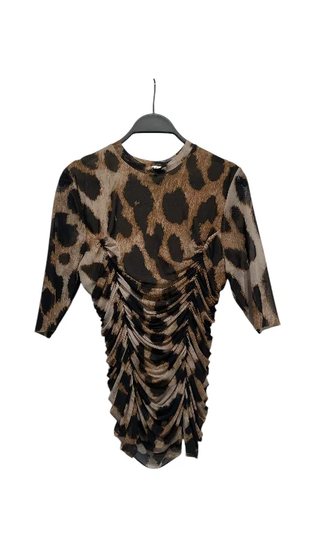 GANNI/LS Blouse/36/Leopard/Polyester/MLT/RUCHED TOP Boho Chic Blouse