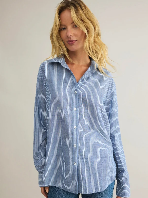 {Z Supply} Seaport Striped Shirt-- Graphic T-Shirt Round Neck Polyester
