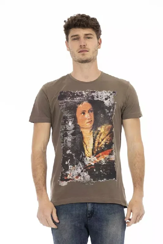 Brown Cotton Men T-shirt-- Iron Safe Non-Iron Wrinkle Free