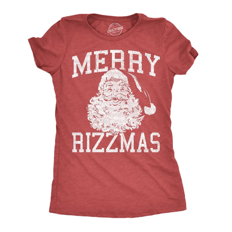 Merry Rizzmas Women's T Shirt-- Ribbed T-Shirt High Neck Heavyweight