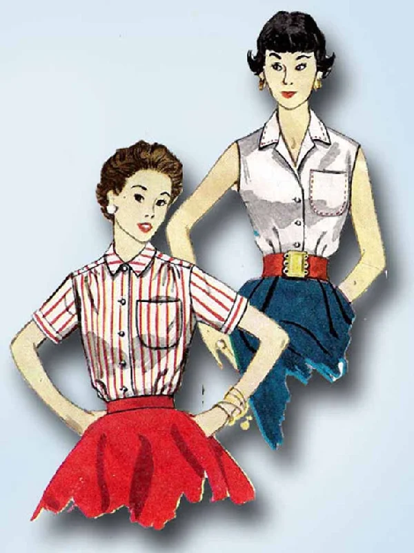 1950s Vintage Simplicity Sewing Pattern 4256 Classic Misses Blouse Set Size 29 B Airy Cotton Blouse