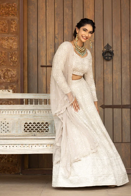 Chikankari Heavy Embroidered Blouse With Chikankari Lehenga And Dupatta Cotton Casual Blouse
