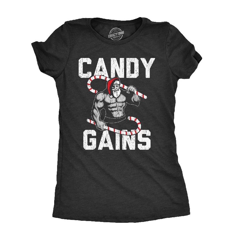Candy Gains Women's T Shirt-- Front Pockets Side Pockets Patch Pockets