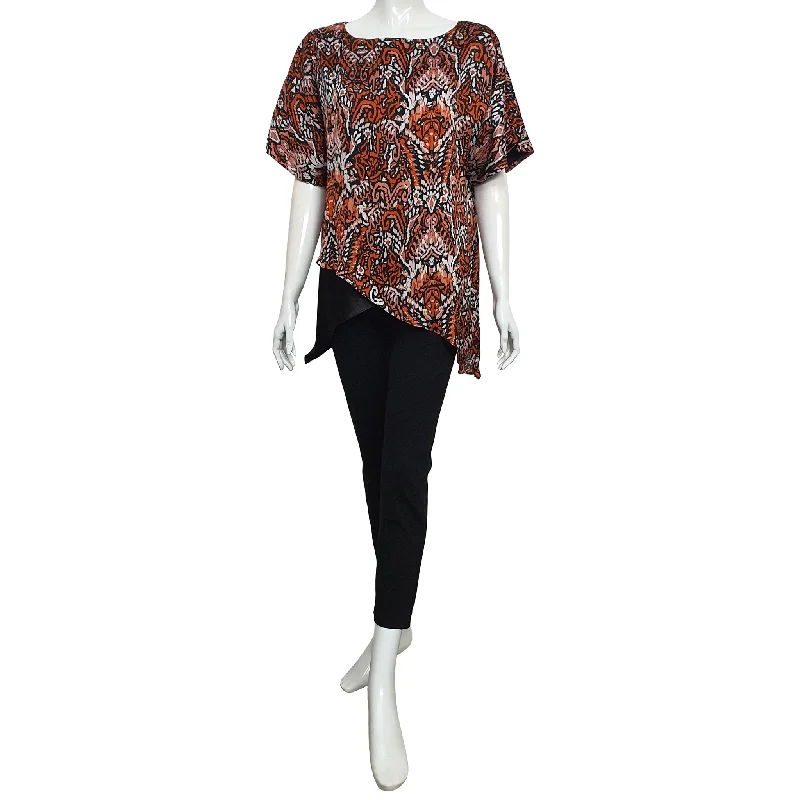 Joan Allen Printed Asymmetric Blouse in Sobert High Neck Blouse