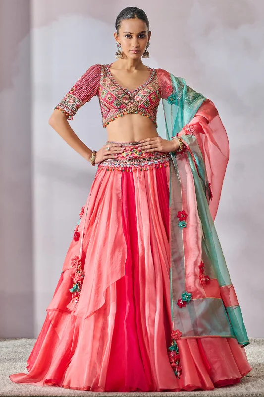 Blouse Dupatta Lehenga Textured Cotton Blouse