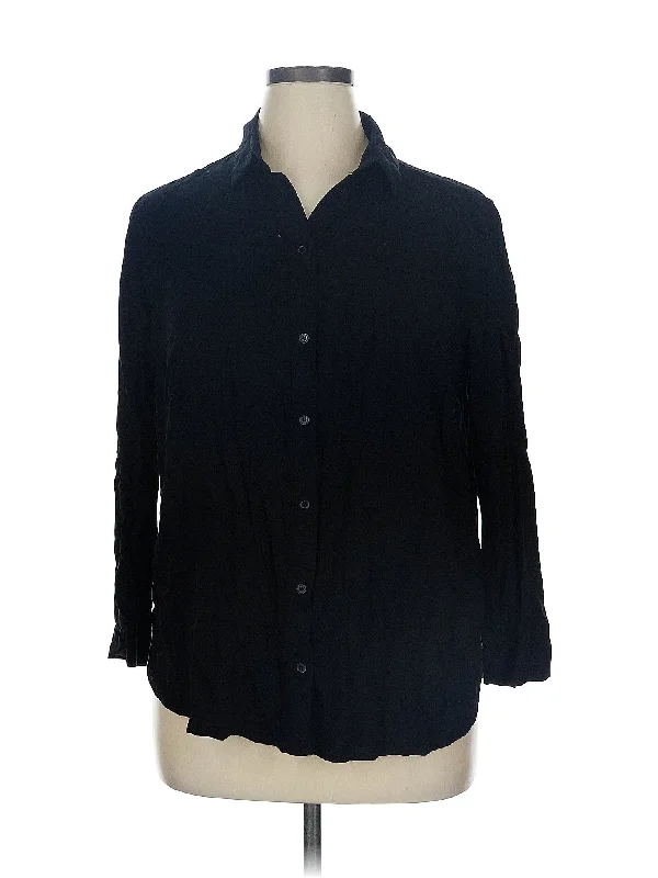 3/4 Sleeve Button Down Shirt-- Fleece Fabric Down Fabric Feather Fabric