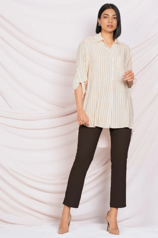 Longline Stripe Shirt-- Anti-Shrink Durable Soft