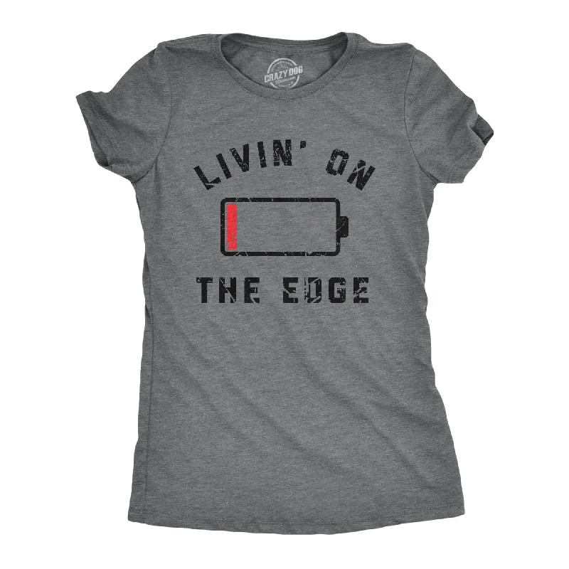 Livin On The Edge Women's T Shirt-- Mesh Blend Leather Blend Suede Blend