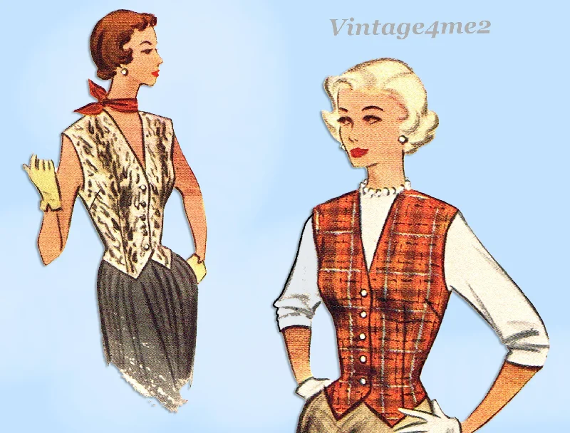 1950s Vintage McCalls Sewing Pattern 8228 Classic Fitted Vest Blouse Uncut 34 B Feminine Pastel Blouse 1950s Vintage McCalls Sewing Pattern 8228 Classic Fitted Vest Blouse Uncut 34 B Feminine Pastel Blouse