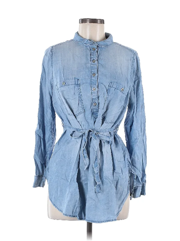 3/4 Sleeve Button Down Shirt-- Graphic Embroidered Appliqued