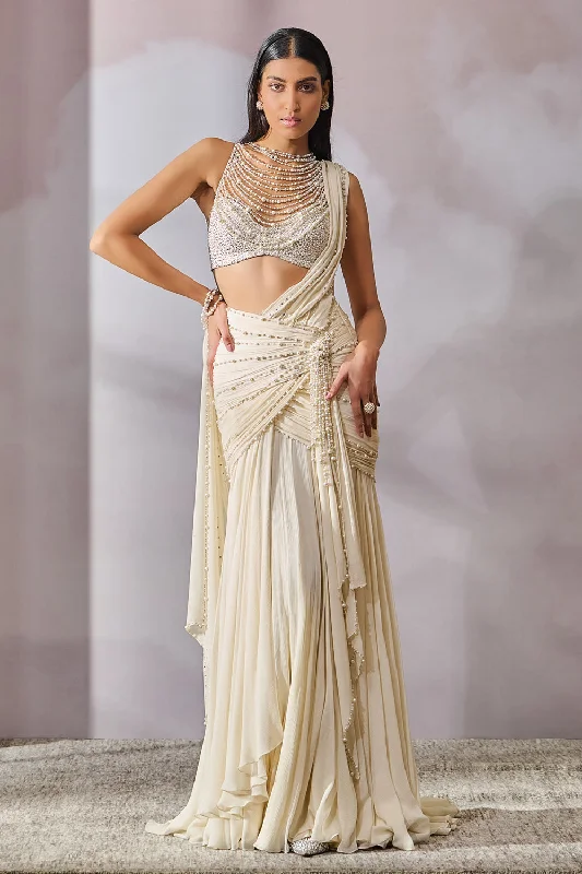 Blouse Concept Saree Ruffled Neck Blouse