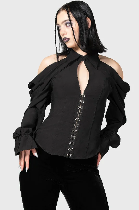 Maxim Priestess Blouse Pleated Collar Blouse