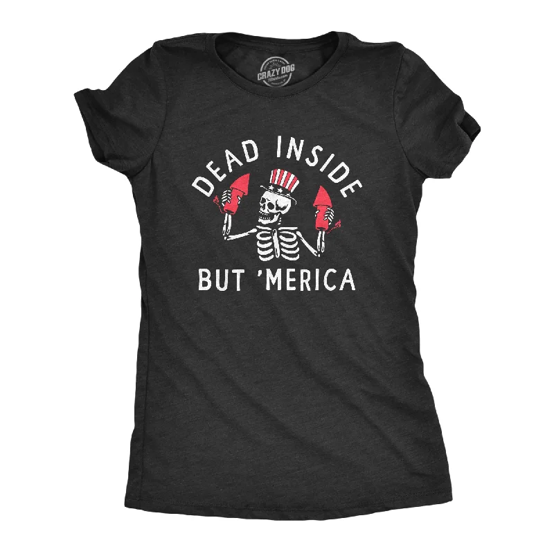 Dead Inside But Merica Women's T Shirt-- Beaded Sequined Faux Fur