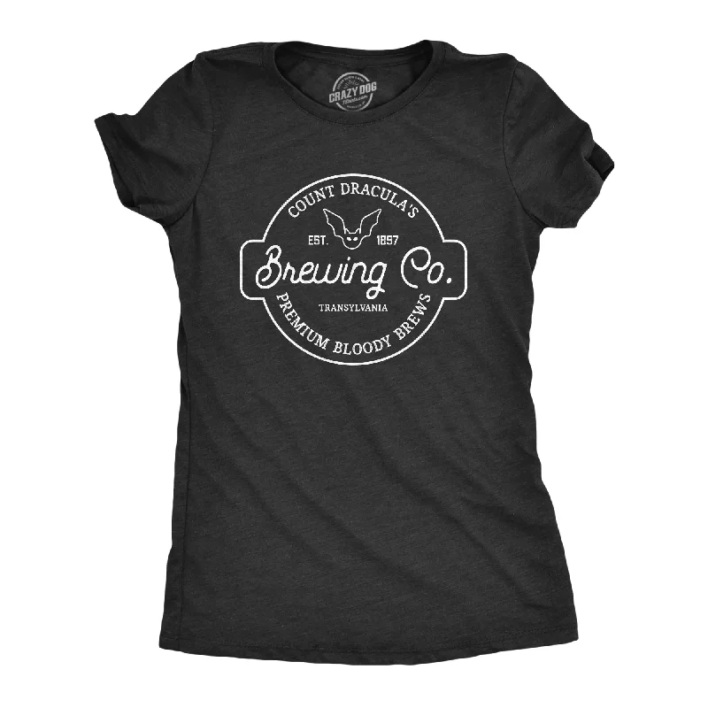 Count Dracula Brewing Co Women's T Shirt-- Collared Crew Neck Turtle Neck