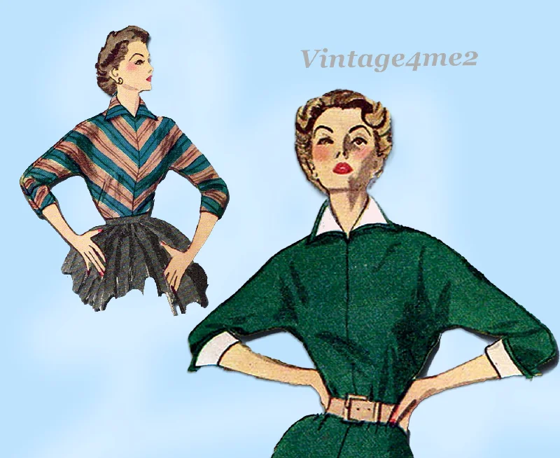 1950s Vintage Simplicity Sewing Pattern 4010 Easy Misses Kimono Blouse Vintage Lace Blouse
